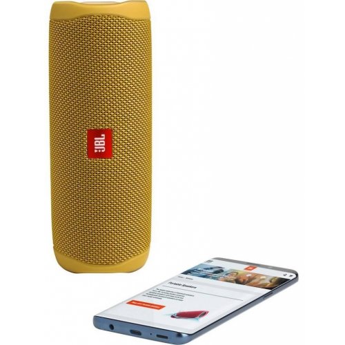 Портативная акустика JBL Flip 5 (JBLFLIP5YEL) Yellow купить в Украине: Киев, Днепр, Харьков, Одесса  | Низкая цена, отзывы, характеристики от TELEMART фото