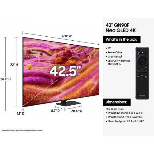 Уцінка телевізор Samsung 55" Neo QLED QN90F 4K (QE55QN90FAUXUA) Black (Розкрита упаковка, 888598) купити в Україні: Київ, Львів, Хмельницький, Тернопіль, Івано-Франківськ | Низька ціна, відгуки, характеристики від TELEMART фото