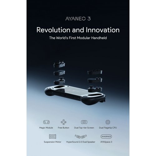 Уценка портативная игровая консоль AYANEO 3 16GB/512GB/LCD Starry Black (Витринный образец, 888618) купить в Украине: Киев, Днепр, Харьков, Одесса  | Низкая цена, отзывы, характеристики от TELEMART фото