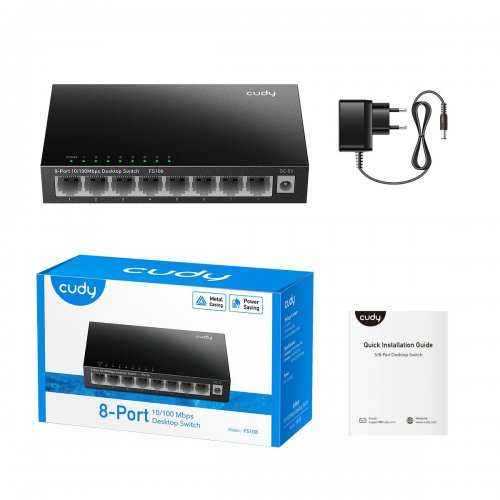 Мережевий комутатор Cudy FS108 Black купити в Україні: Київ, Львів, Хмельницький, Тернопіль, Івано-Франківськ | Низька ціна, відгуки, характеристики від TELEMART фото
