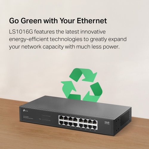Мережевий комутатор TP-LINK LS1016G купити в Україні: Київ, Львів, Хмельницький, Тернопіль, Івано-Франківськ | Низька ціна, відгуки, характеристики від TELEMART фото