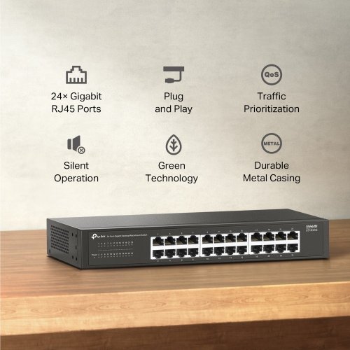 Мережевий комутатор TP-LINK LS1024G купити в Україні: Київ, Львів, Хмельницький, Тернопіль, Івано-Франківськ | Низька ціна, відгуки, характеристики від TELEMART фото