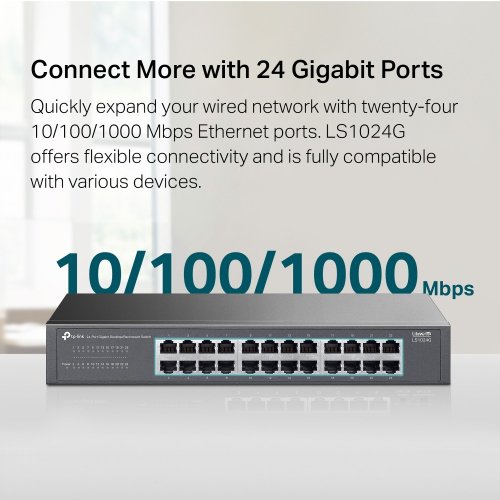 Мережевий комутатор TP-LINK LS1024G купити в Україні: Київ, Львів, Хмельницький, Тернопіль, Івано-Франківськ | Низька ціна, відгуки, характеристики від TELEMART фото