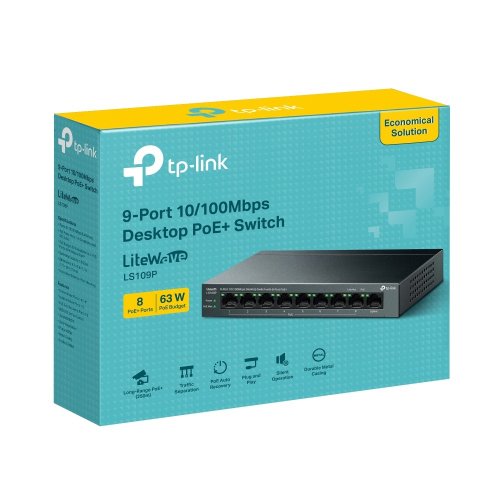 Мережевий комутатор TP-LINK LS109P купити в Україні: Київ, Львів, Хмельницький, Тернопіль, Івано-Франківськ | Низька ціна, відгуки, характеристики від TELEMART фото