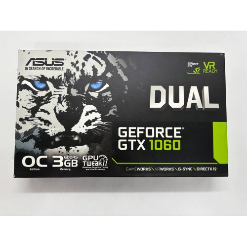 Відеокарта Asus GeForce GTX 1060 Dual OC 3072MB (DUAL-GTX1060-O3G) (Відновлено продавцем, 888848) купити в Україні: Київ, Львів, Хмельницький, Тернопіль, Івано-Франківськ | Перевірка сумісності, низька ціна, відгуки, характеристики від TELEMART фото