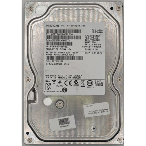 Жесткий диск Hitachi 500GB 16Mb 7200RPM 3.5" (HDS721050CLA662) (Восстановлено продавцом, 888860) купить в Украине: Киев, Днепр, Харьков, Одесса  | Проверка совместимости, низкая цена, отзывы, характеристики от TELEMART фото
