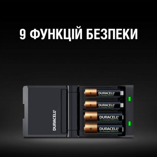 Зарядний пристрій Duracell CEF 27+ 2AA1300 + 2AAА750 (5007500) Black купити в Україні: Київ, Львів, Хмельницький, Тернопіль, Івано-Франківськ | Низька ціна, відгуки, характеристики від TELEMART фото