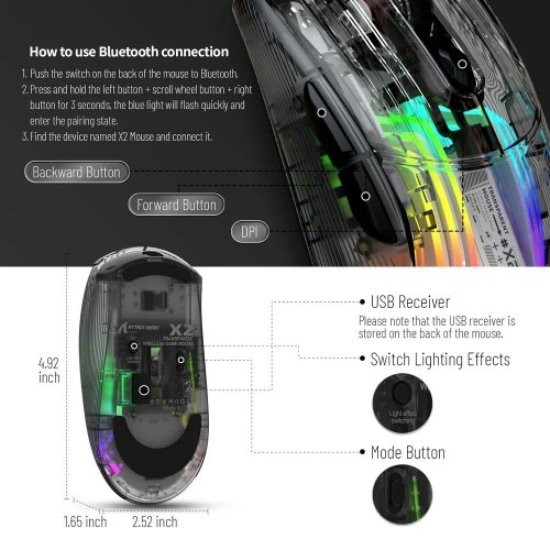 Мышка Attack Shark X2 Wireless (AS-6972792470016-B) Black (Восстановлено продавцом, 889055) купить в Украине: Киев, Днепр, Харьков, Одесса  | Низкая цена, отзывы, характеристики от TELEMART фото