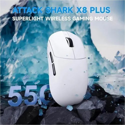 Мышка Attack Shark X8 Plus Wireless (AS-6972792471754-W) White (Восстановлено продавцом, 889058) купить в Украине: Киев, Днепр, Харьков, Одесса  | Низкая цена, отзывы, характеристики от TELEMART фото