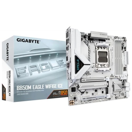 Уценка материнская плата Gigabyte B850M EAGLE WIFI6E ICE (sAM5, AMD B850) (Вскрытая упаковка, 889063) купить в Украине: Киев, Днепр, Харьков, Одесса  | Проверка совместимости, низкая цена, отзывы, характеристики от TELEMART фото