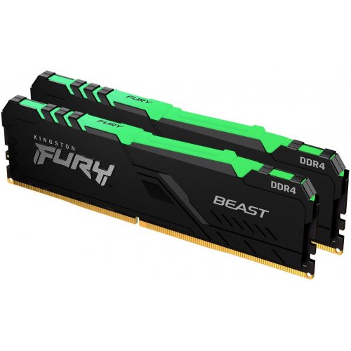 ОЗП Kingston DDR4 16GB (2x8GB) 3200Mhz FURY Beast RGB Black (KF432C16BBAK2/16) (Відновлено продавцем, 889115) купити в Україні: Київ, Львів, Хмельницький, Тернопіль, Івано-Франківськ | Перевірка сумісності, низька ціна, відгуки, характеристики від TELEMART фото