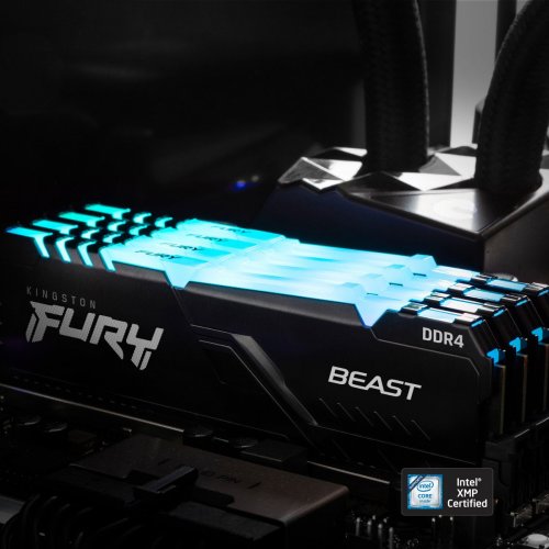 ОЗП Kingston DDR4 16GB (2x8GB) 3200Mhz FURY Beast RGB Black (KF432C16BBAK2/16) (Відновлено продавцем, 889115) купити в Україні: Київ, Львів, Хмельницький, Тернопіль, Івано-Франківськ | Перевірка сумісності, низька ціна, відгуки, характеристики від TELEMART фото