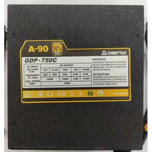 Блок живлення CHIEFTEC A-90 750W (GDP-750C) (Відновлено продавцем, 889163) купити в Україні: Київ, Львів, Хмельницький, Тернопіль, Івано-Франківськ | Перевірка сумісності, низька ціна, відгуки, характеристики від TELEMART фото