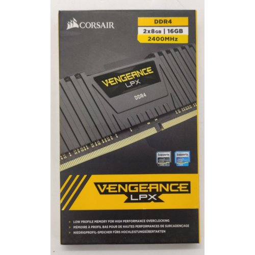 Озп Corsair DDR4 16GB (2x8GB) 2400Mhz Vengeance LPX (CMK16GX4M2A2400C14) Black (Відновлено продавцем, 889165) купити в Україні: Київ, Львів, Хмельницький, Тернопіль, Івано-Франківськ | Перевірка сумісності, низька ціна, відгуки, характеристики від TELEMART фото