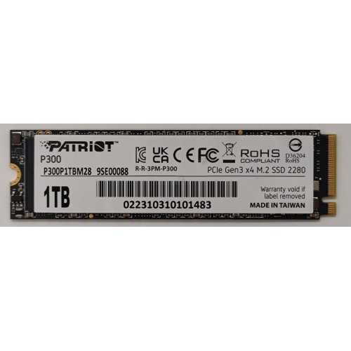 Ssd-диск Patriot P300 1TB M.2 (2280 PCI-E) NVMe x4 (P300P1TBM28) (Восстановлено продавцом, 889329) купить в Украине: Киев, Днепр, Харьков, Одесса  | Проверка совместимости, низкая цена, отзывы, характеристики от TELEMART фото