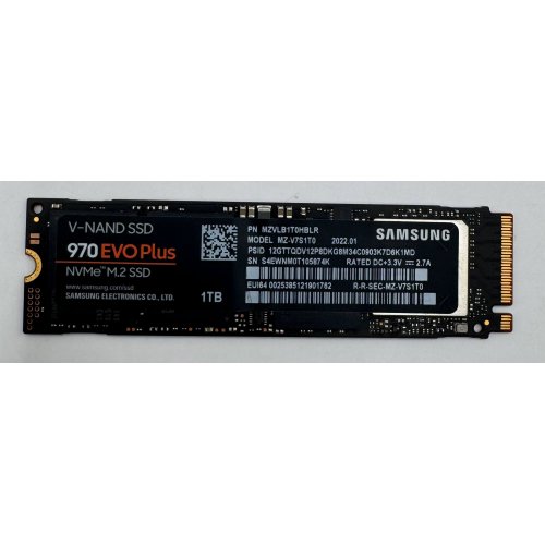 Ssd-диск Samsung 970 Evo Plus V-NAND MLC 1TB M.2 (2280 PCI-E) (MZ-V7S1T0BW) (Восстановлено продавцом, 889468) купить в Украине: Киев, Днепр, Харьков, Одесса  | Проверка совместимости, низкая цена, отзывы, характеристики от TELEMART фото