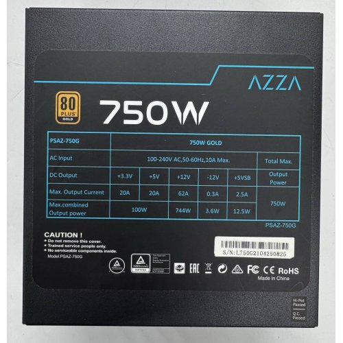 Блок питания Azza 750W Gold (PSAZ-750G) (Восстановлено продавцом, 889528) купить в Украине: Киев, Днепр, Харьков, Одесса  | Проверка совместимости, низкая цена, отзывы, характеристики от TELEMART фото