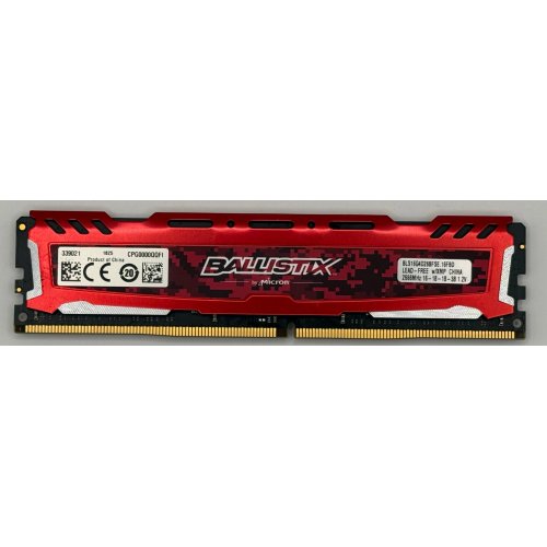 Озп Crucial DDR4 16GB 2666Mhz Ballistix Sport LT Red (BLS16G4D26BFSE) (Відновлено продавцем, 889541) купити в Україні: Київ, Львів, Хмельницький, Тернопіль, Івано-Франківськ | Перевірка сумісності, низька ціна, відгуки, характеристики від TELEMART фото