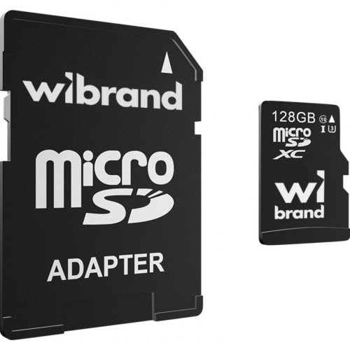Карта памяти Wibrand microSDXC 128GB Class 10 UHS-I U3 (с адаптером) (WICDHU3/128GB-A) купить в Украине: Киев, Днепр, Харьков, Одесса  | Низкая цена, отзывы, характеристики от TELEMART фото