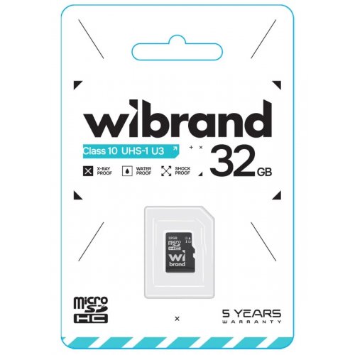 Карта памяти Wibrand microSDHC 32GB Class 10 UHS-I U3 (WICDHU3/32GB) купить в Украине: Киев, Днепр, Харьков, Одесса  | Низкая цена, отзывы, характеристики от TELEMART фото
