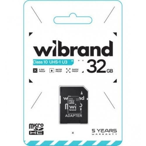Карта памяти Wibrand microSDHC 32GB Class 10 UHS-I U3 (с адаптером) (WICDHU3/32GB-A) купить в Украине: Киев, Днепр, Харьков, Одесса  | Низкая цена, отзывы, характеристики от TELEMART фото