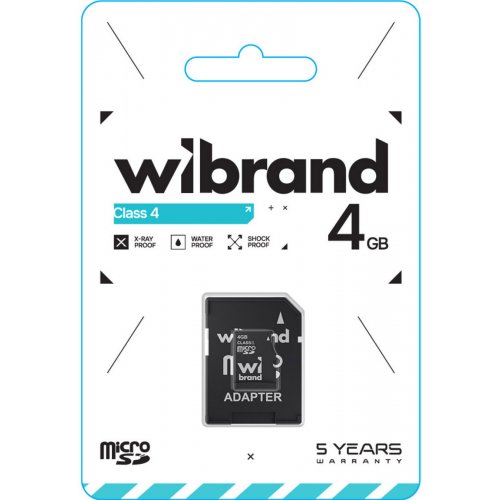 Карта пам'яті Wibrand microSDHC 4GB Class 4 (з адаптером) (WICDC4/4GB-A) купити в Україні: Київ, Львів, Хмельницький, Тернопіль, Івано-Франківськ | Низька ціна, відгуки, характеристики від TELEMART фото