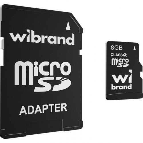 Карта пам'яті Wibrand microSDHC 8GB Class 4 (з адаптером) (WICDC4/8GB-A) купити в Україні: Київ, Львів, Хмельницький, Тернопіль, Івано-Франківськ | Низька ціна, відгуки, характеристики від TELEMART фото