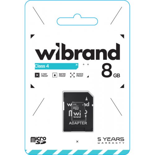 Карта пам'яті Wibrand microSDHC 8GB Class 4 (з адаптером) (WICDC4/8GB-A) купити в Україні: Київ, Львів, Хмельницький, Тернопіль, Івано-Франківськ | Низька ціна, відгуки, характеристики від TELEMART фото