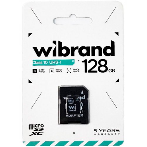Карта пам'яті Wibrand microSDXC 128GB Class 10 UHS-I U1 (з адаптером) (WICDHU1/128GB-A) купити в Україні: Київ, Львів, Хмельницький, Тернопіль, Івано-Франківськ | Низька ціна, відгуки, характеристики від TELEMART фото