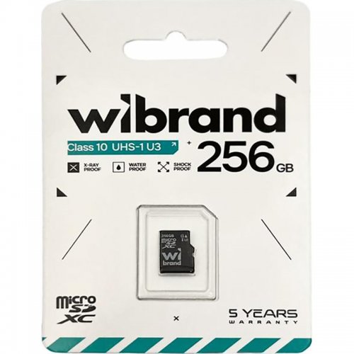 Карта памяти Wibrand microSDXC 256GB Class 10 UHS-I U3 (WICDHU3/256GB) купить в Украине: Киев, Днепр, Харьков, Одесса  | Низкая цена, отзывы, характеристики от TELEMART фото