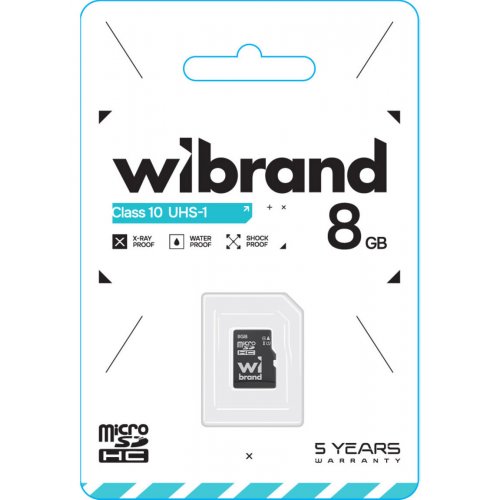 Карта пам'яті Wibrand microSDHC 8GB Class 10 UHS-I U1 (WICDHC10/8GB) купити в Україні: Київ, Львів, Хмельницький, Тернопіль, Івано-Франківськ | Низька ціна, відгуки, характеристики від TELEMART фото