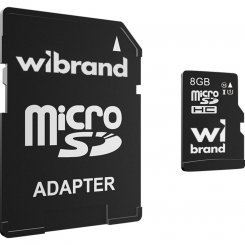 Карта пам'яті Wibrand microSDHC 8GB Class 10 UHS-I U1 (з адаптером) (WICDHC10/8GB-A)