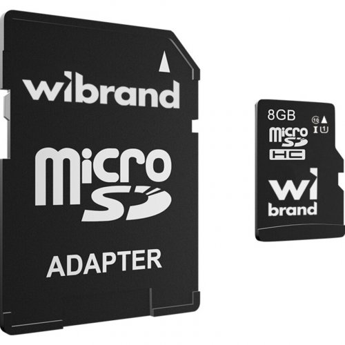 Карта пам'яті Wibrand microSDHC 8GB Class 10 UHS-I U1 (з адаптером) (WICDHC10/8GB-A) купити в Україні: Київ, Львів, Хмельницький, Тернопіль, Івано-Франківськ | Низька ціна, відгуки, характеристики від TELEMART фото