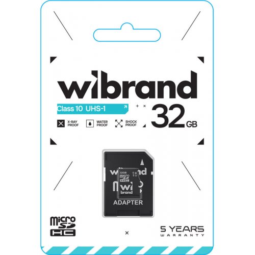 Карта пам'яті Wibrand microSDHC 32GB Class 10 UHS-I U1 (з адаптером) (WICDHU1/32GB-A) купити в Україні: Київ, Львів, Хмельницький, Тернопіль, Івано-Франківськ | Низька ціна, відгуки, характеристики від TELEMART фото
