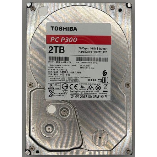Жорсткий диск Toshiba P300 2TB 64MB 7200RPM 3.5'' (HDWD120UZSVA) (Відновлено продавцем, 889692) купити в Україні: Київ, Львів, Хмельницький, Тернопіль, Івано-Франківськ | Перевірка сумісності, низька ціна, відгуки, характеристики від TELEMART фото