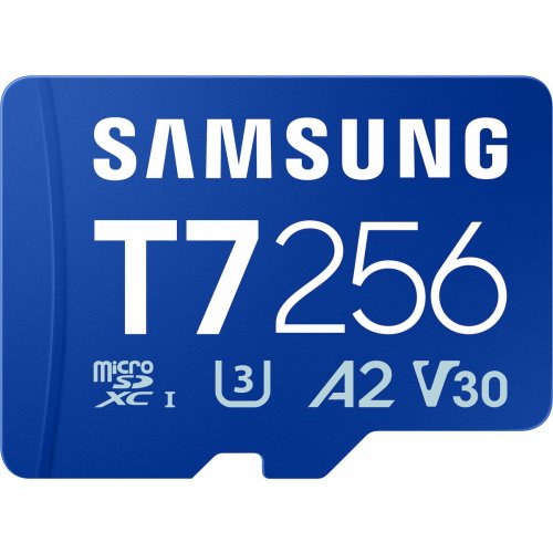 Карта пам'яті Samsung microSDXC T7 256GB Class 10 UHS-I U3 A2 (MB-MB256T/WW) купити в Україні: Київ, Львів, Хмельницький, Тернопіль, Івано-Франківськ | Низька ціна, відгуки, характеристики від TELEMART фото