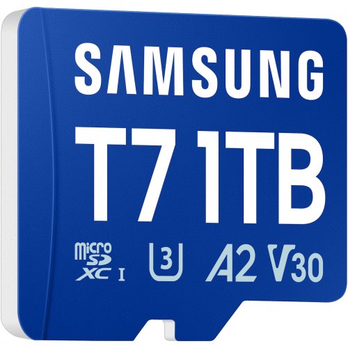 Карта пам'яті Samsung microSDXC T7 1TB Class 10 UHS-I U3 A2 V30 (MB-MB1T0T/WW) купити в Україні: Київ, Львів, Хмельницький, Тернопіль, Івано-Франківськ | Низька ціна, відгуки, характеристики від TELEMART фото