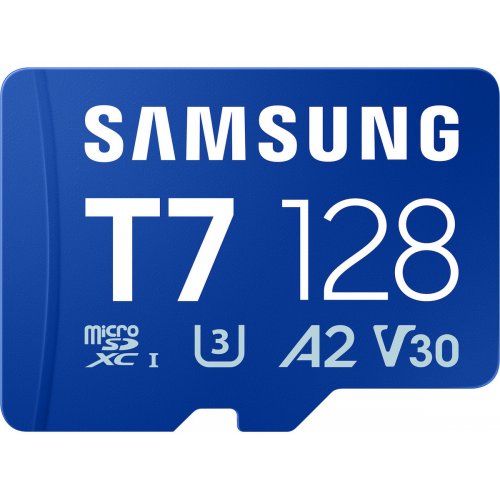 Карта пам'яті Samsung microSDXC T7 128GB Class 10 UHS-I U3 A2 V30 (MB-MB128T/WW) купити в Україні: Київ, Львів, Хмельницький, Тернопіль, Івано-Франківськ | Низька ціна, відгуки, характеристики від TELEMART фото