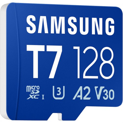 Карта пам'яті Samsung microSDXC T7 128GB Class 10 UHS-I U3 A2 V30 (MB-MB128T/WW) купити в Україні: Київ, Львів, Хмельницький, Тернопіль, Івано-Франківськ | Низька ціна, відгуки, характеристики від TELEMART фото