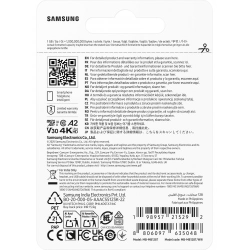 Карта пам'яті Samsung microSDXC T7 128GB Class 10 UHS-I U3 A2 V30 (MB-MB128T/WW) купити в Україні: Київ, Львів, Хмельницький, Тернопіль, Івано-Франківськ | Низька ціна, відгуки, характеристики від TELEMART фото