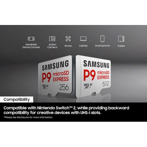 Карта пам'яті Samsung microSDXC P9 Express 256GB Class 10 UHS-I U3 A1 V30 (MB-MK256T/WW) купити в Україні: Київ, Львів, Хмельницький, Тернопіль, Івано-Франківськ | Низька ціна, відгуки, характеристики від TELEMART фото