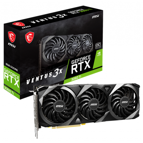 Відеокарта MSI GeForce RTX 3060 Ti VENTUS 3X OC 8192MB (RTX 3060 Ti VENTUS 3X 8G OC) LHR (Відновлено продавцем, 889713) купити в Україні: Київ, Львів, Хмельницький, Тернопіль, Івано-Франківськ | Перевірка сумісності, низька ціна, відгуки, характеристики від TELEMART фото