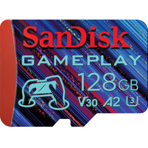 Карта пам'яті SanDisk microSDXC GamePlay 128GB Class 10 UHS-I U3 A2 V30 (SDSQXAA-128G-GN6XN) купити в Україні: Київ, Львів, Хмельницький, Тернопіль, Івано-Франківськ | Низька ціна, відгуки, характеристики від TELEMART фото