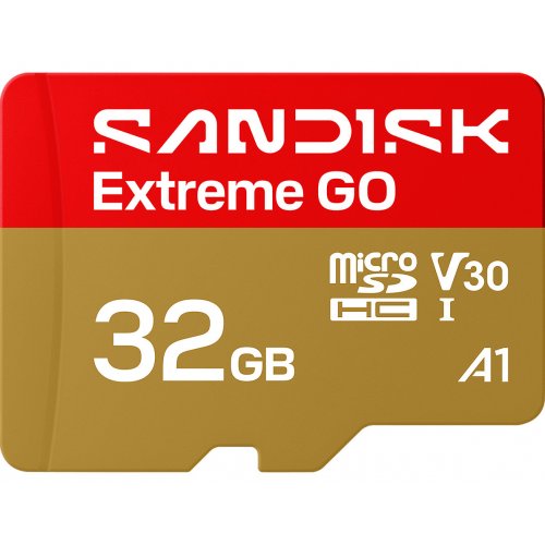 Карта пам'яті SanDisk microSDHC Extreme Go 32GB Class 10 UHS-I U3 A1 V30 (SDSQXGN-032G-GN6MN) купити в Україні: Київ, Львів, Хмельницький, Тернопіль, Івано-Франківськ | Низька ціна, відгуки, характеристики від TELEMART фото