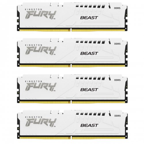 Уцінка озп Kingston DDR5 128GB (4x32GB) 5600Mhz FURY Beast White (KF556C40BWK4-128) (Розкрита упаковка, 889744) купити в Україні: Київ, Львів, Хмельницький, Тернопіль, Івано-Франківськ | Перевірка сумісності, низька ціна, відгуки, характеристики від TELEMART фото