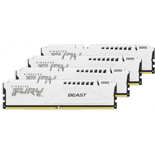 Уцінка озп Kingston DDR5 128GB (4x32GB) 5600Mhz FURY Beast White (KF556C40BWK4-128) (Розкрита упаковка, 889744) купити в Україні: Київ, Львів, Хмельницький, Тернопіль, Івано-Франківськ | Перевірка сумісності, низька ціна, відгуки, характеристики від TELEMART фото
