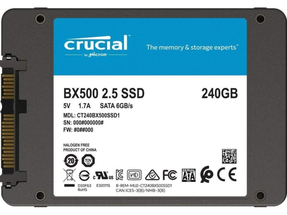 SSD Crucial BX500 <CT240BX500SSD1> (240 Гб, 2.5, SATA, 3D TLC