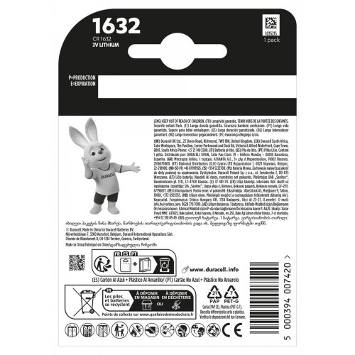 Батарейки Duracell CR1632 1 шт. (5011068) купить в Украине: Киев, Днепр, Харьков, Одесса  | Низкая цена, отзывы, характеристики от TELEMART фото