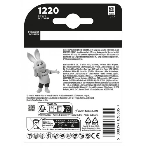 Батарейки Duracell CR1220 1 шт. (5011150) купить в Украине: Киев, Днепр, Харьков, Одесса  | Низкая цена, отзывы, характеристики от TELEMART фото
