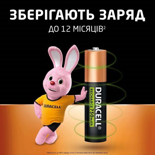 Аккумулятор Duracell AAA (HR03) Ni-MH 750mAh 4 шт. (5017770/5017005/5007331) купить в Украине: Киев, Днепр, Харьков, Одесса  | Низкая цена, отзывы, характеристики от TELEMART фото